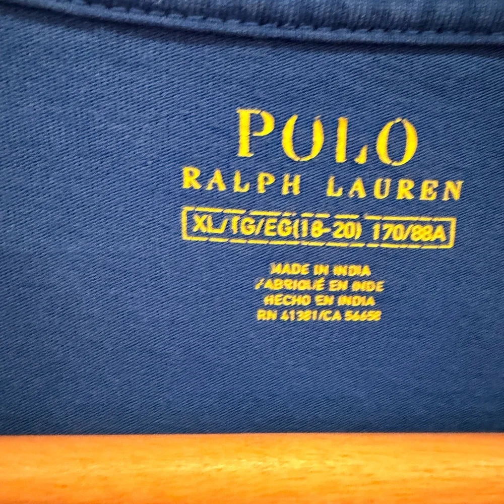 Polo Ralph Lauren Boys XL Blue Long Sleeve Tee Red Big‎ Pony #3 Logo